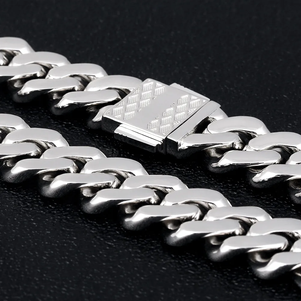 12mm Iced Out Cuban Link Necklace in White Gold KRKC