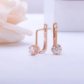 14k Rose Gold U Hoop Moissanite Earrings 1ctw