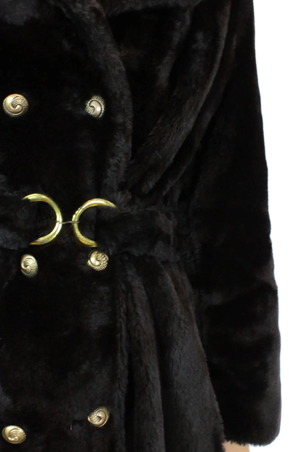 70s Belted Faux Fur Coat S