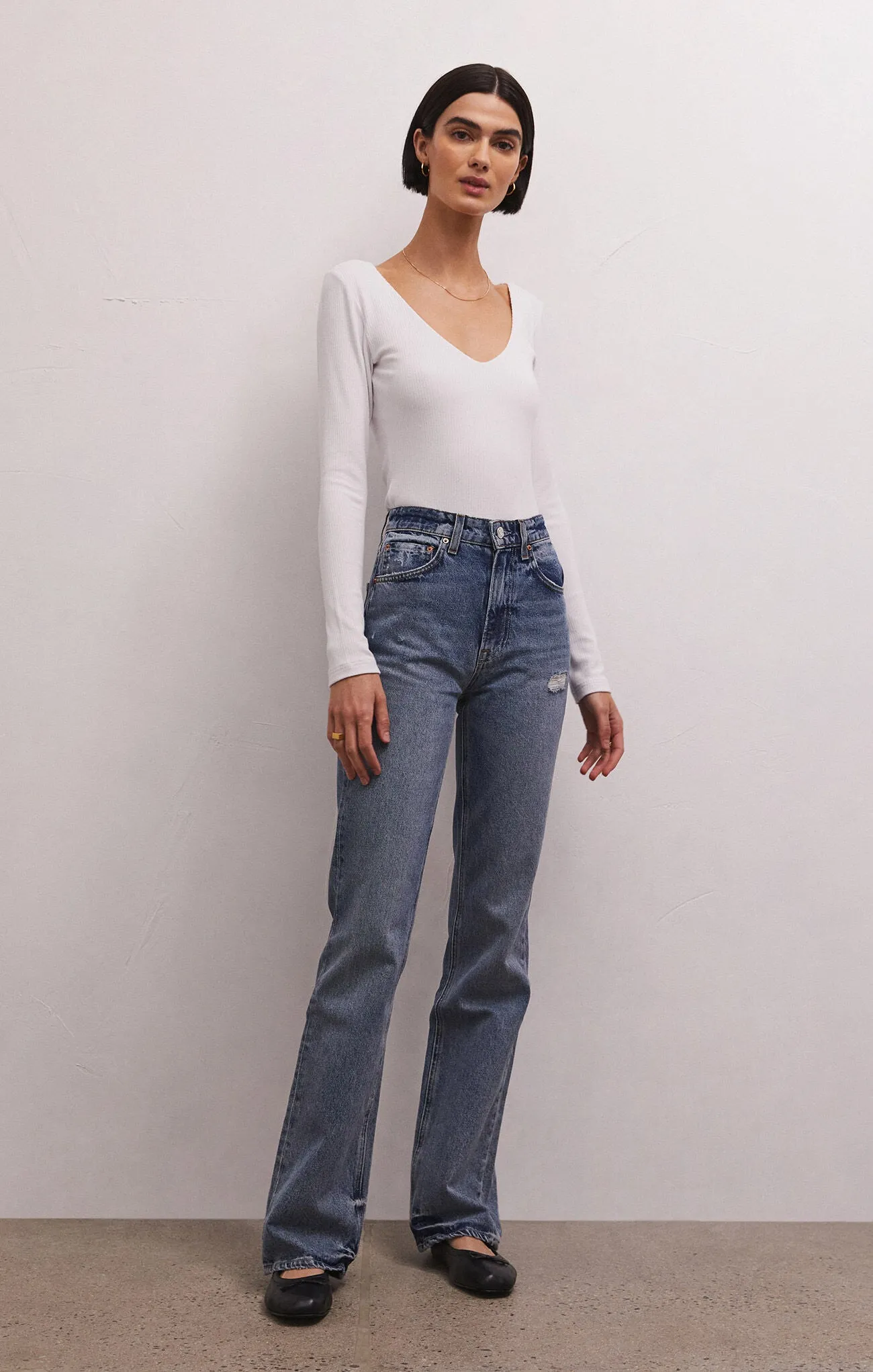 Aden V-Neck Rib Top