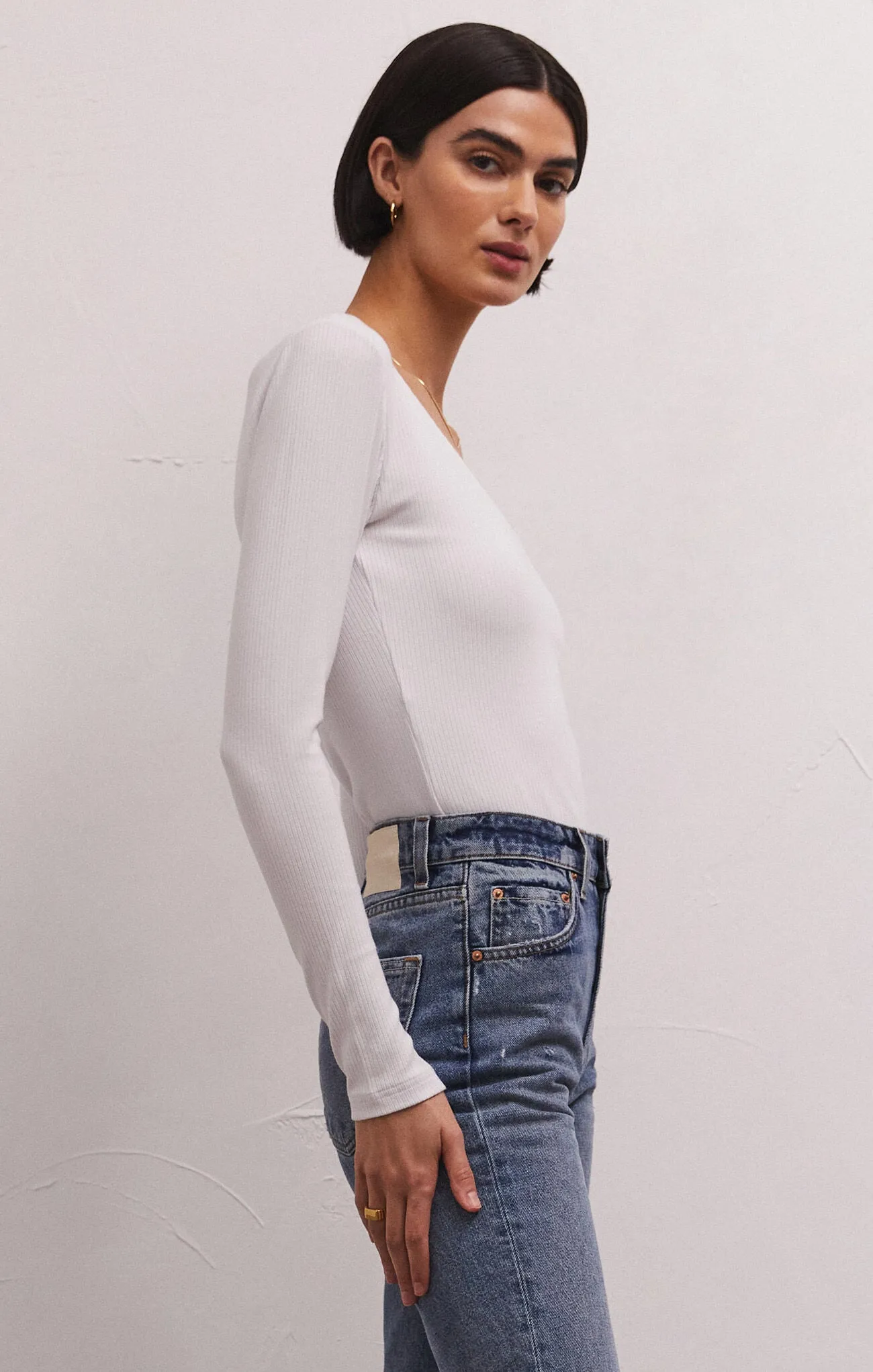 Aden V-Neck Rib Top