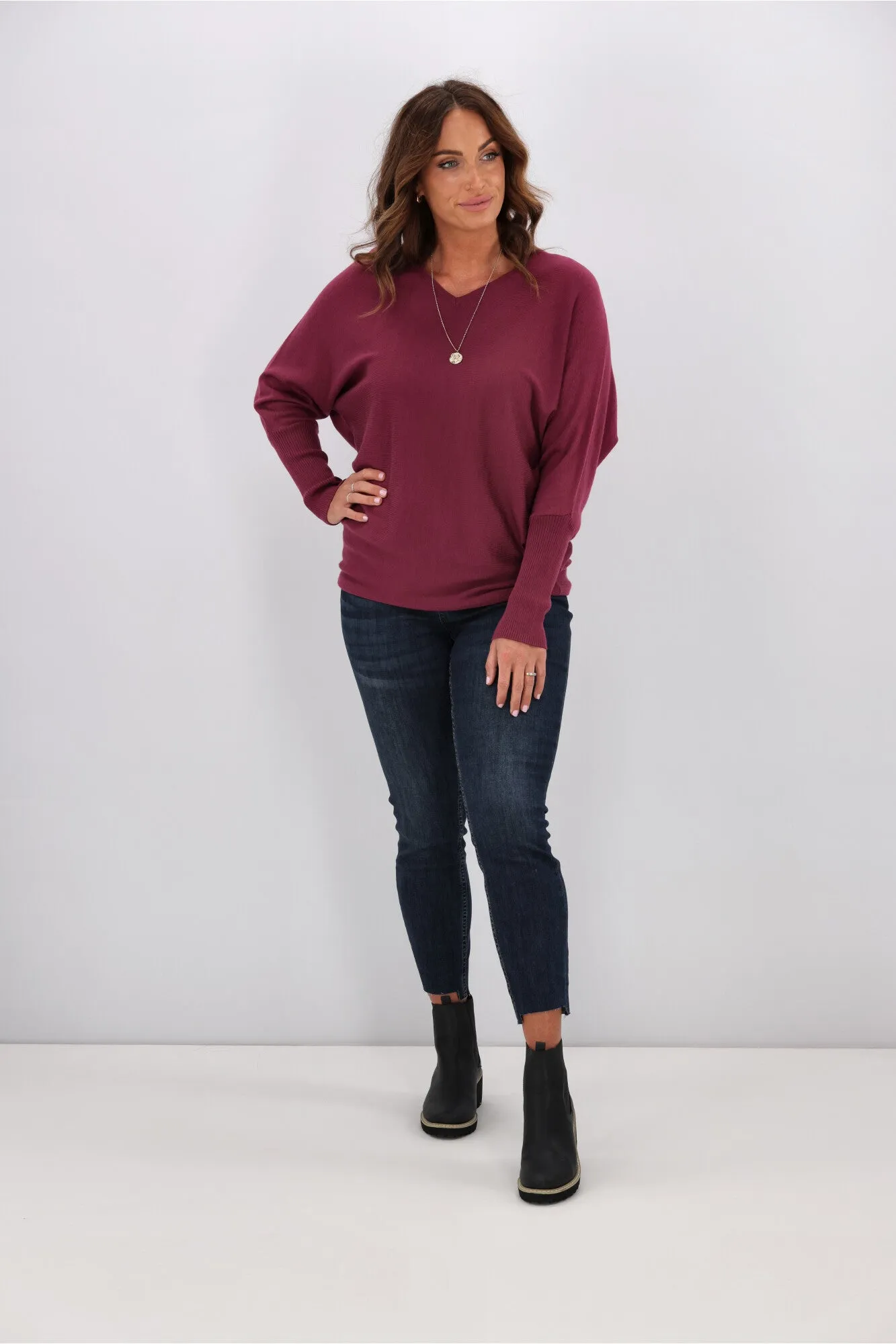 Alpine by Shine On Gigi Merino Batwing Top Orchid