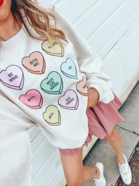 Anti Valentine Conversation Hearts - Corded Sweatshirt (Ivory)