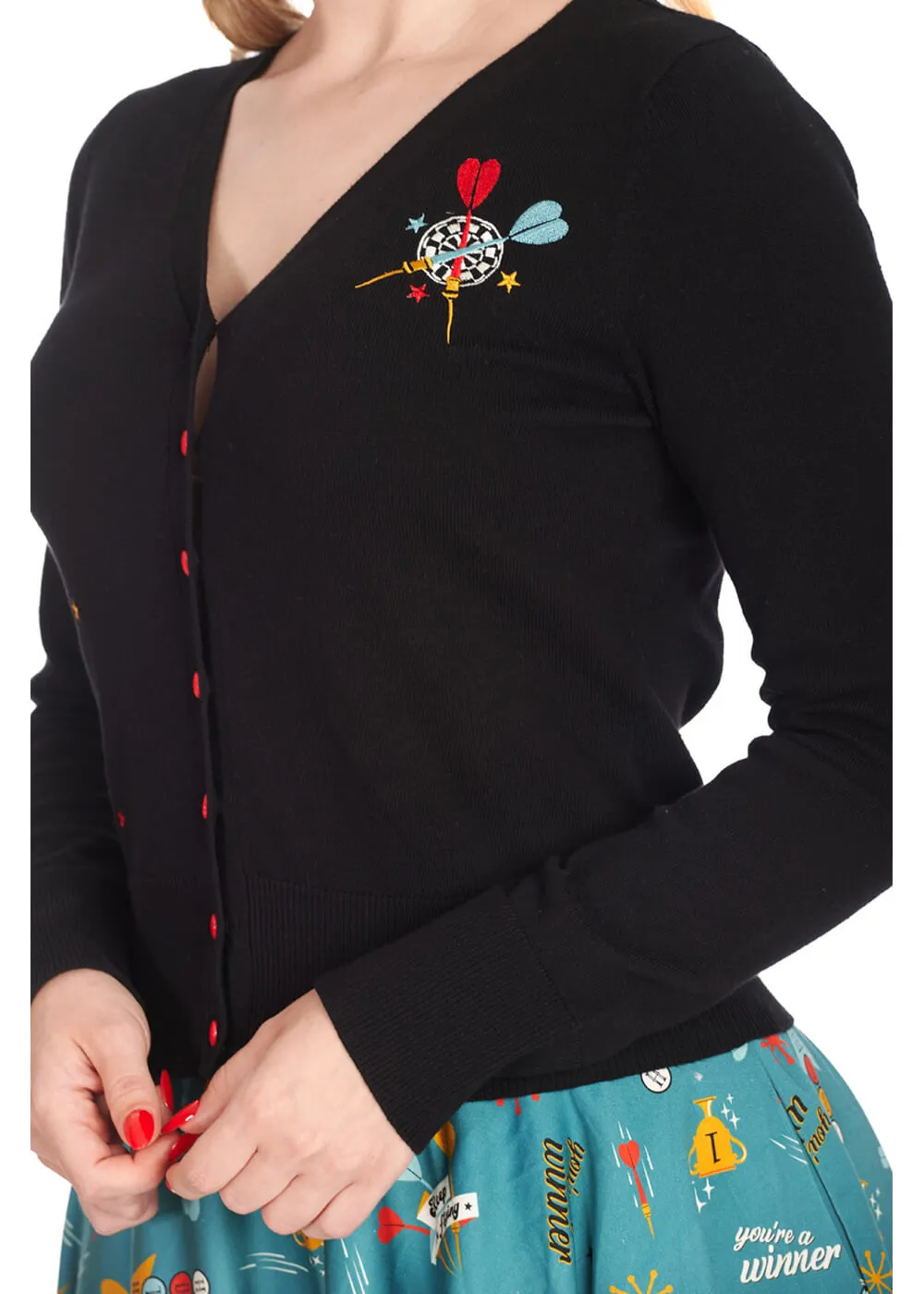 Banned Keep 'm Flying Darts 50's Cardigan Black