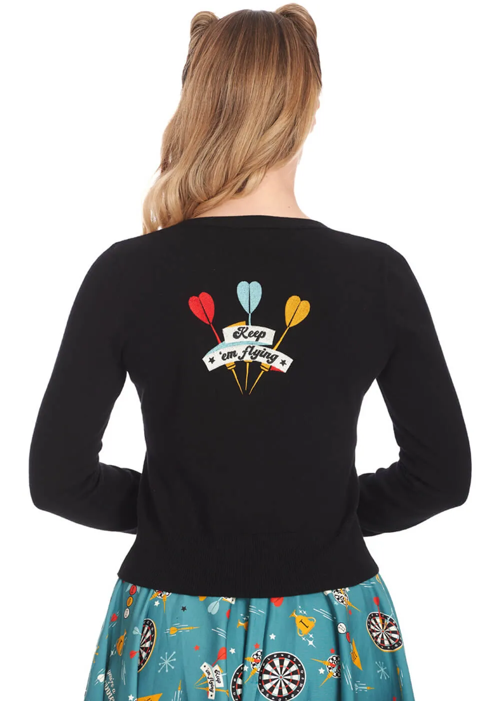 Banned Keep 'm Flying Darts 50's Cardigan Black