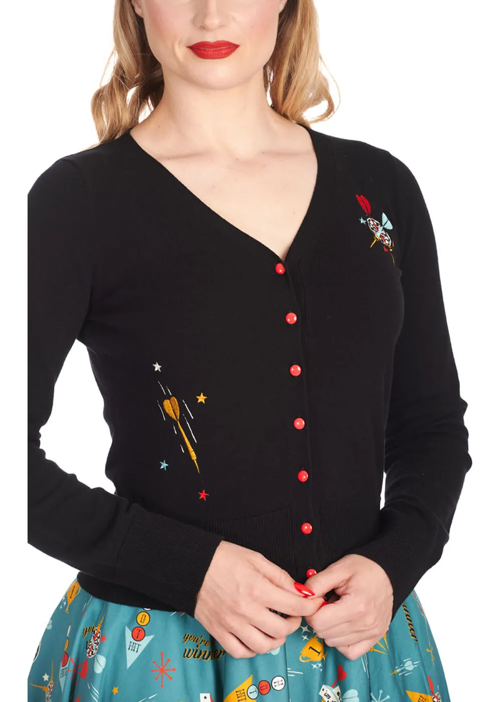 Banned Keep 'm Flying Darts 50's Cardigan Black