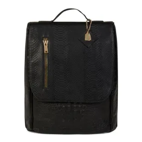 Black Apollo 2 Faux Crocodile Skin Backpack