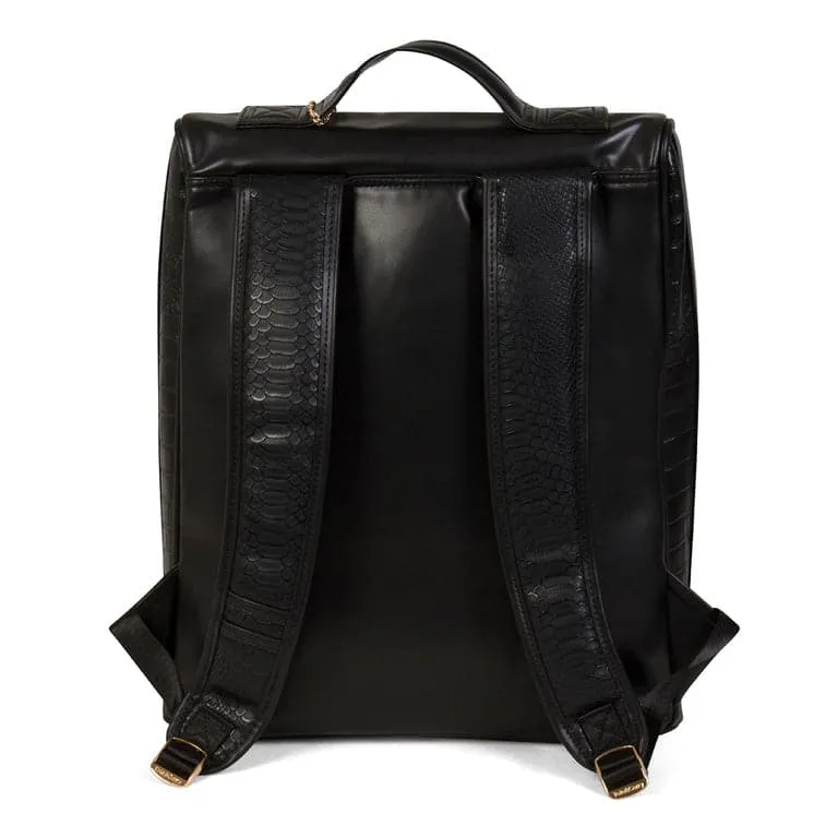 Black Apollo 2 Faux Crocodile Skin Backpack