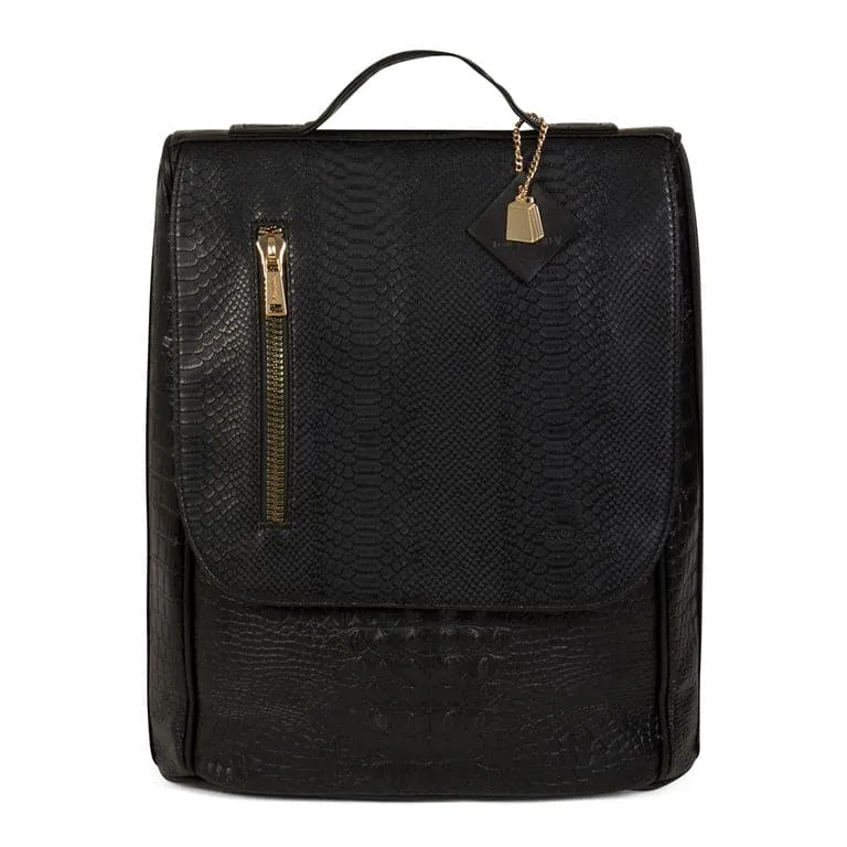 Black Apollo 2 Faux Crocodile Skin Backpack