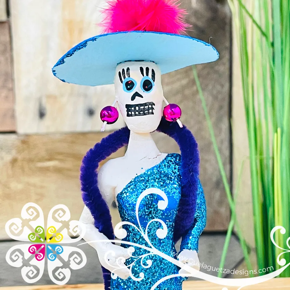 Blue Turquoise Little Clay Catrina - Catrina Brillantina