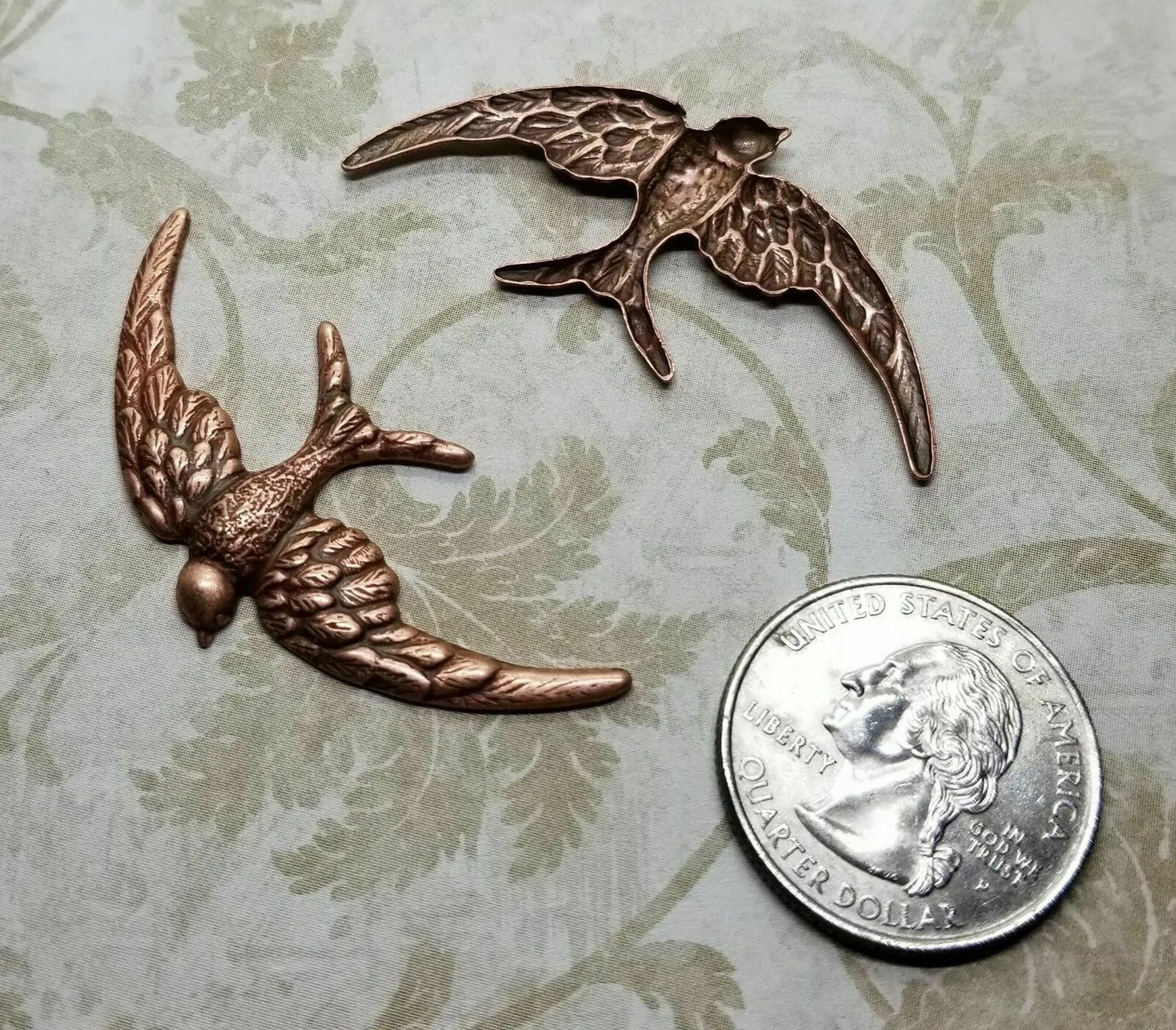 Brass Bird In Flight Stampings x 2 - 121RAT.