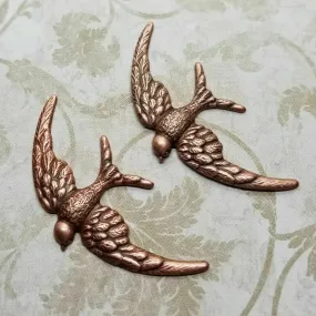 Brass Bird In Flight Stampings x 2 - 121RAT.