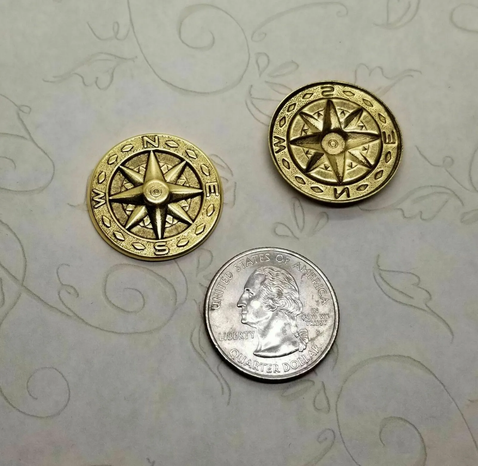 Brass Compass Stampings x 2 - 6878SG.