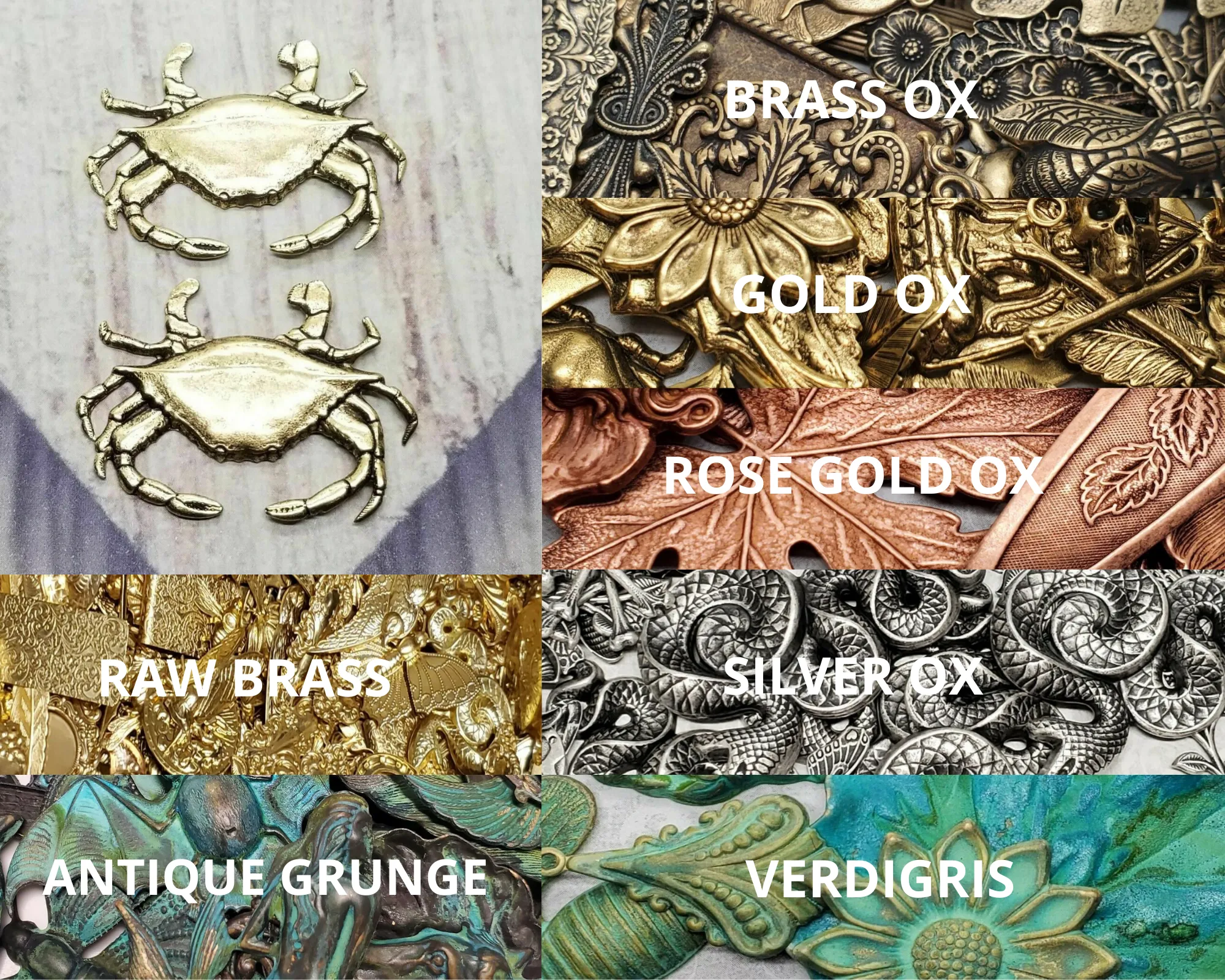 Brass Crab Stampings x 2 - 6766SG.