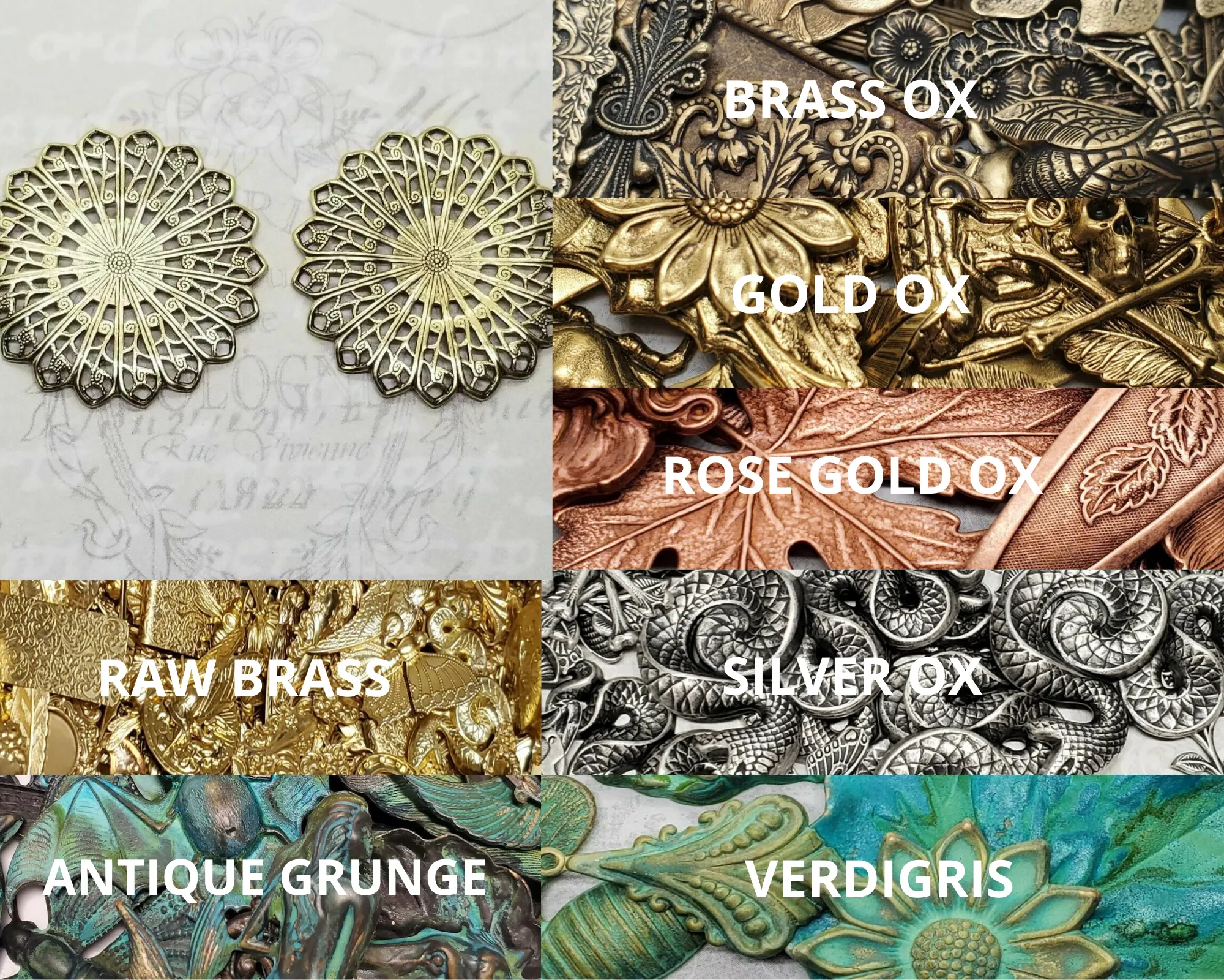 Brass Round Raised Filigree Findings x 2 - 7006GB.