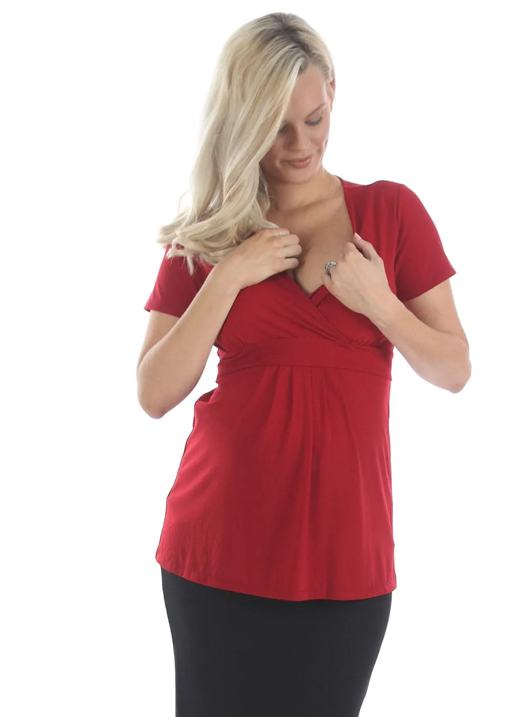 Bree Maternity Crossover Work Top - Red