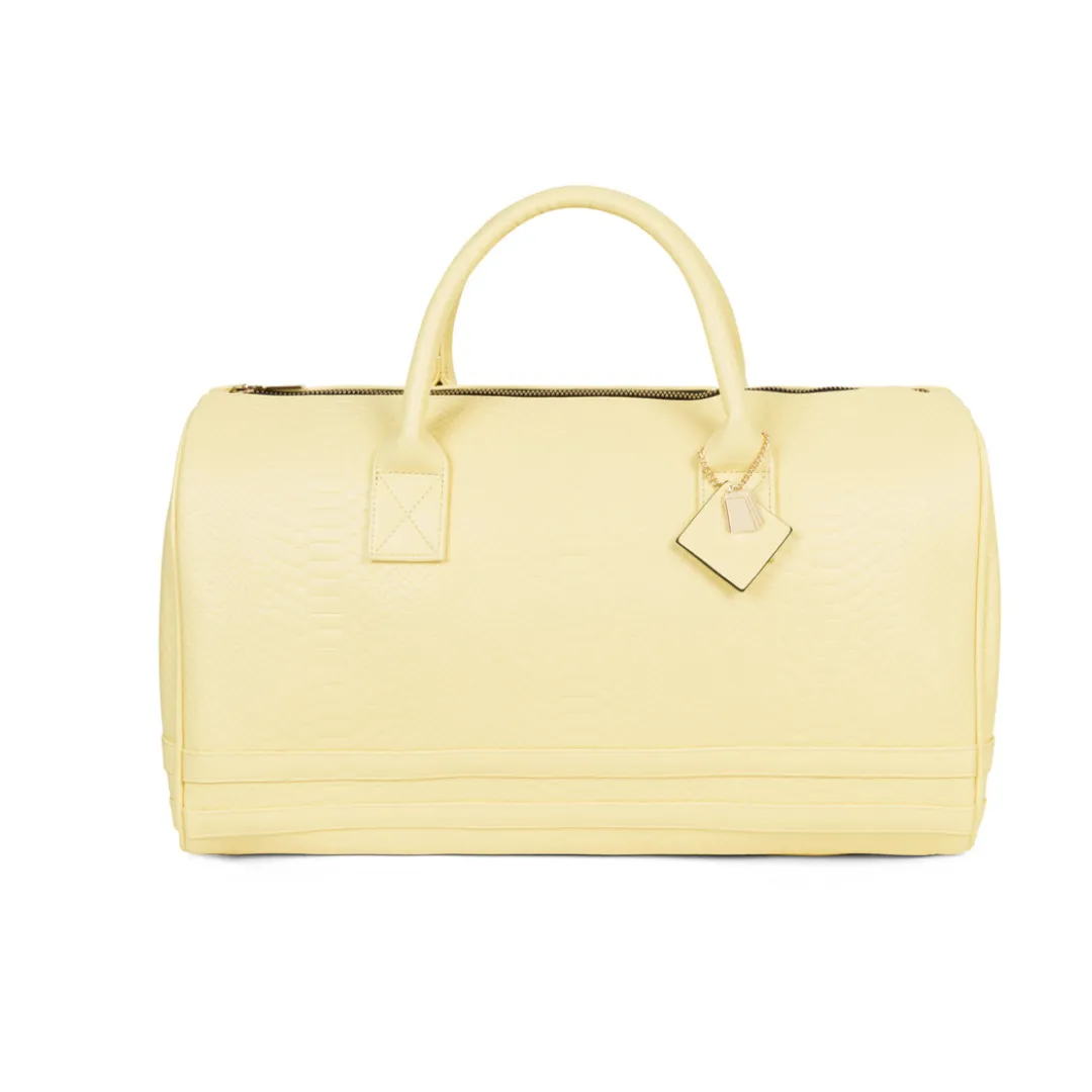 Canary Yellow Apollo 1 Faux Snakeskin Duffle Bag