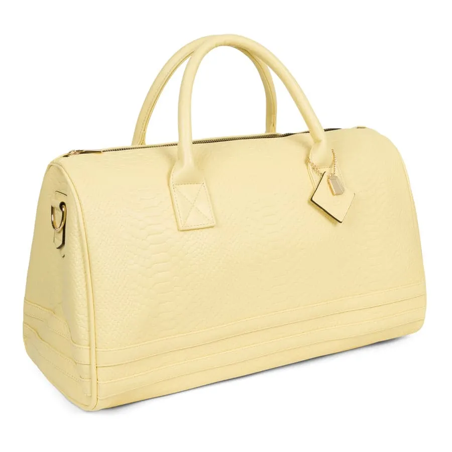 Canary Yellow Apollo 1 Faux Snakeskin Duffle Bag