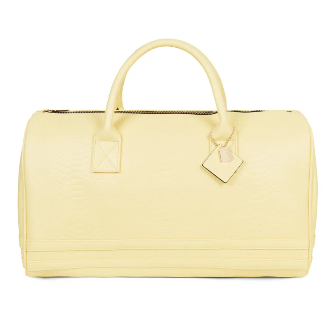 Canary Yellow Apollo 1 Faux Snakeskin Duffle Bag