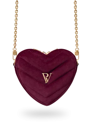 Candice Heart Bag Burgundy Velvet