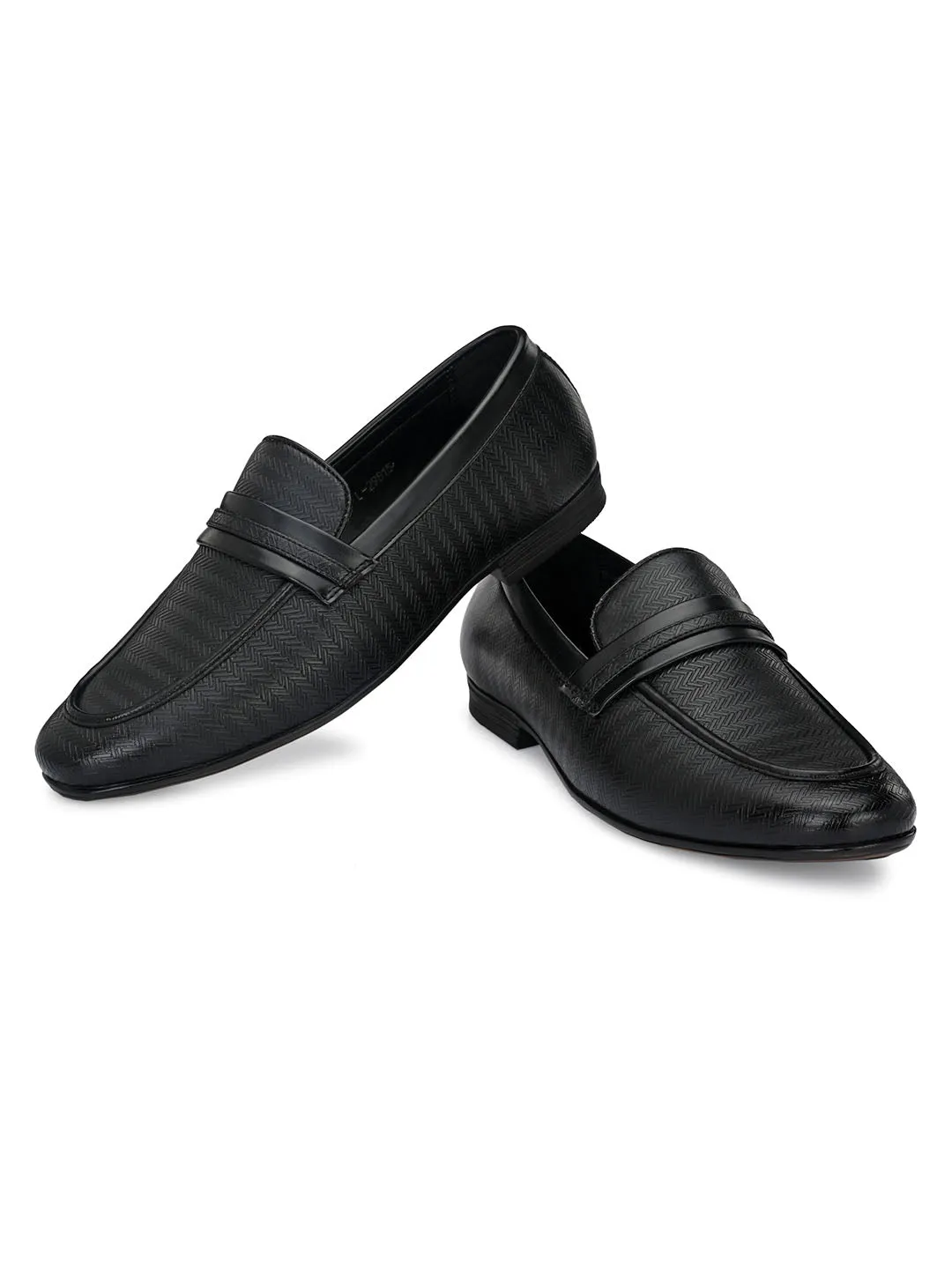 Capri Black Textured Slip-Ons