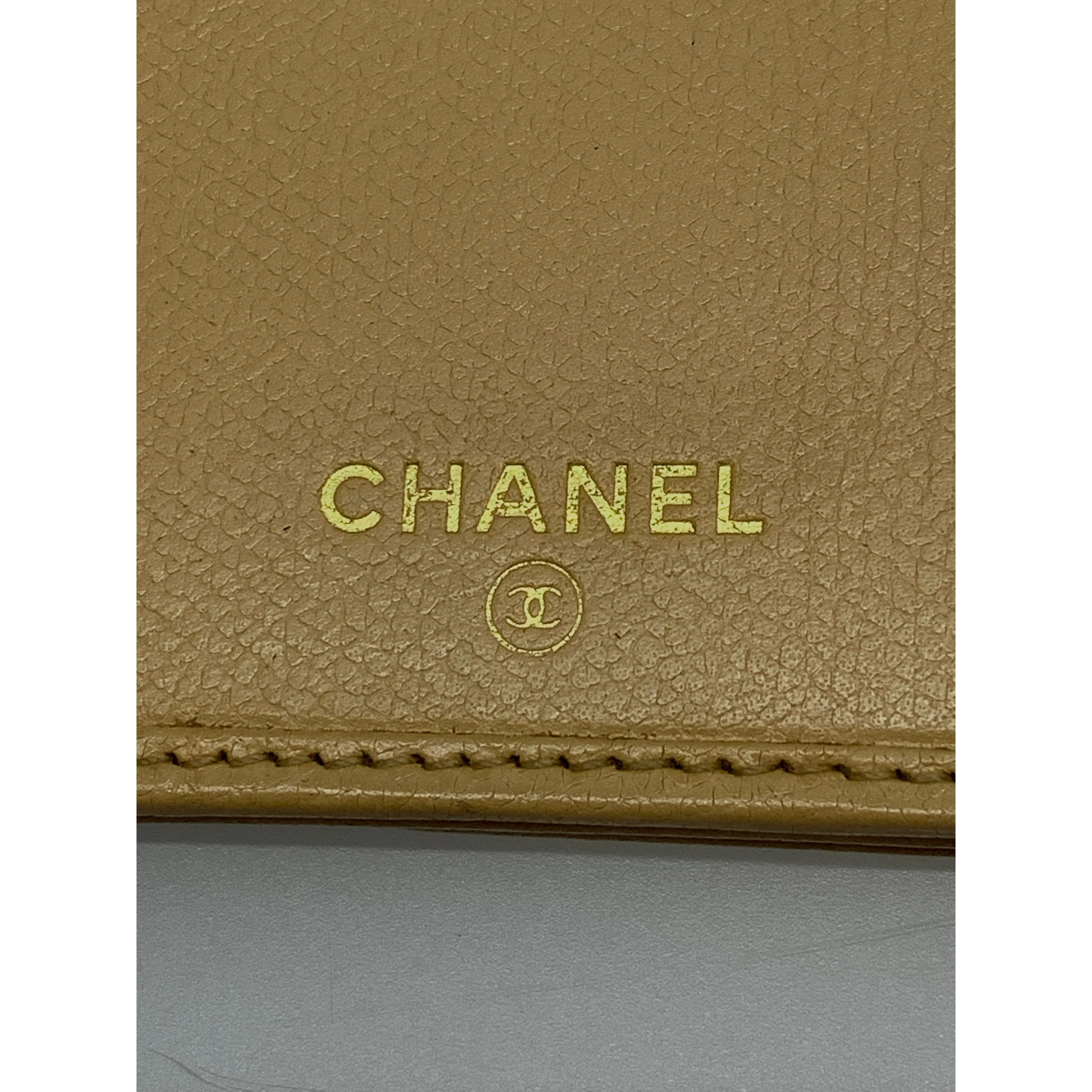 #CHANEL/Long Wallet/BEG/Leather/Plain