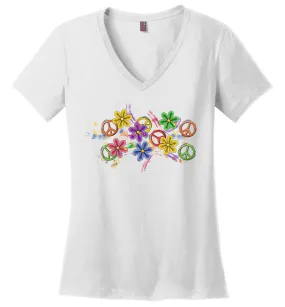 Colorful Daisies V-Neck