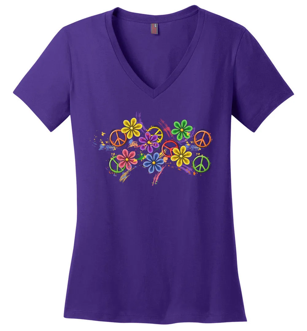 Colorful Daisies V-Neck