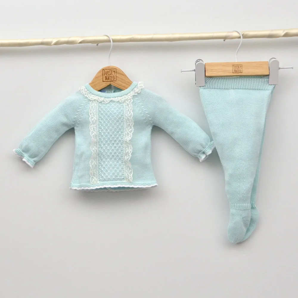 Conjunto bebés Mar perle con jersey y polaina