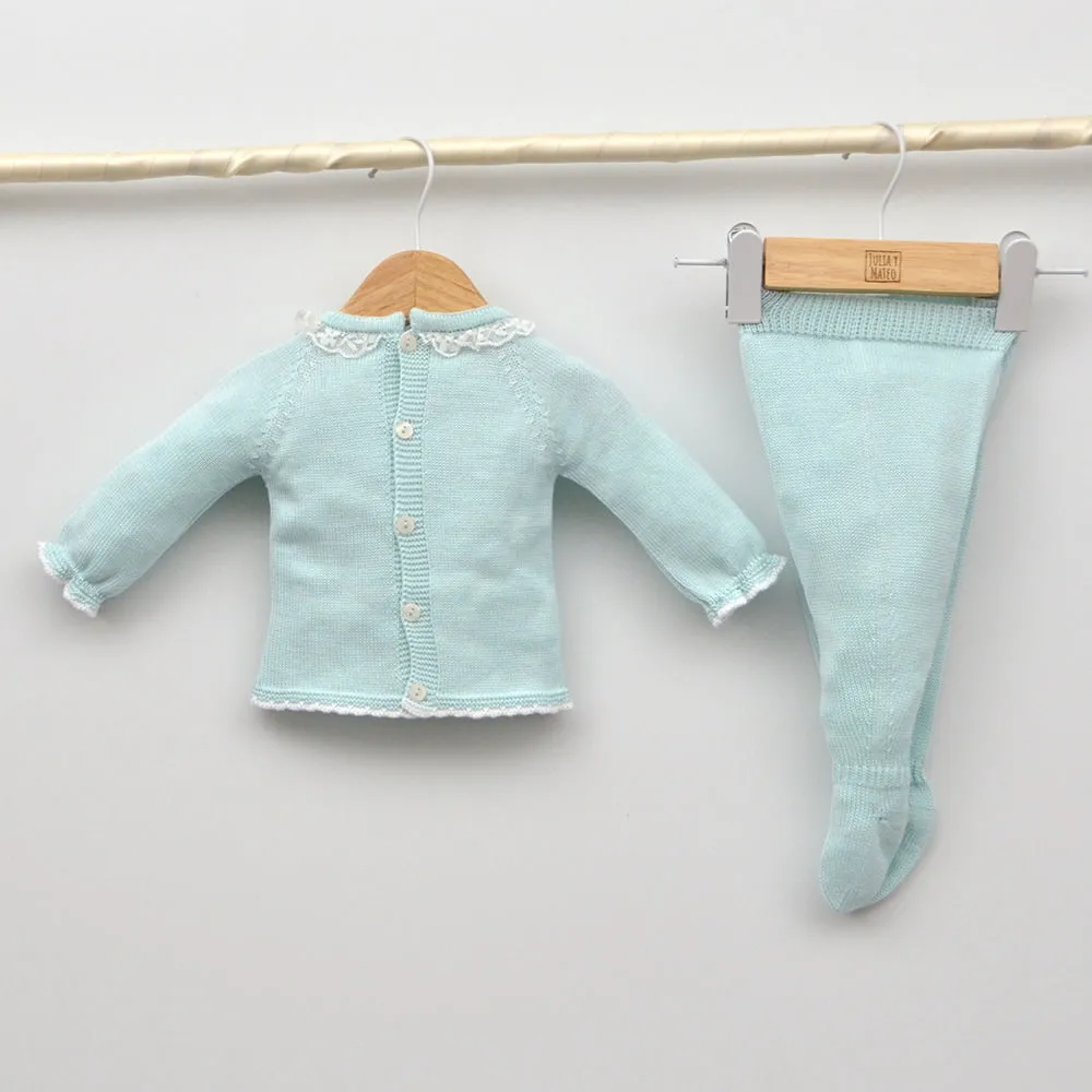 Conjunto bebés Mar perle con jersey y polaina