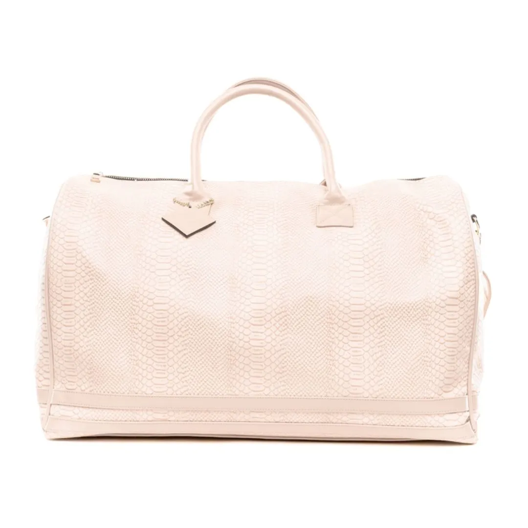 Creme Apollo 1 Faux Snakeskin Duffle Bag