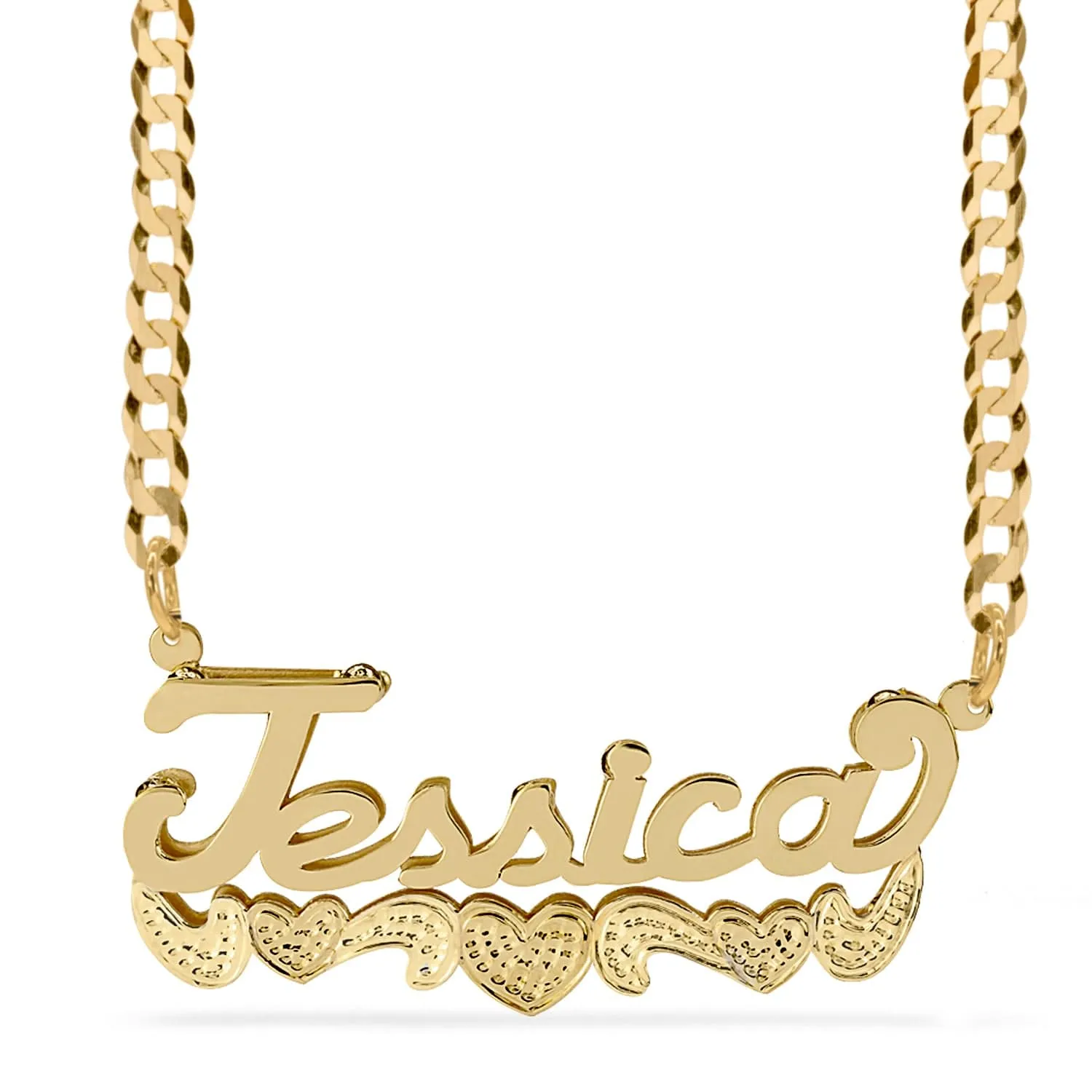 Double Name Necklace w/Beading-Rhodium Jessica