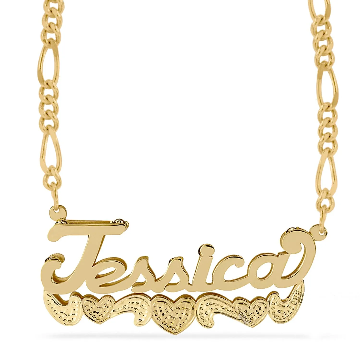 Double Name Necklace w/Beading-Rhodium Jessica