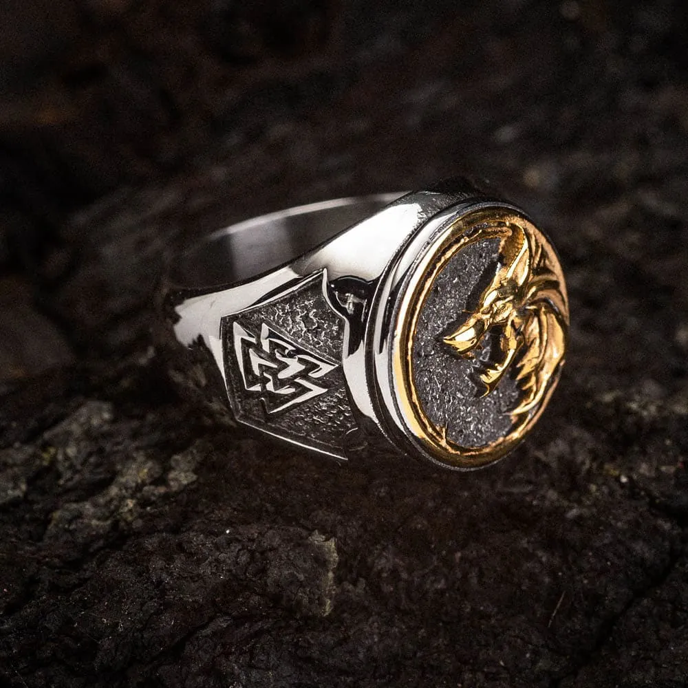 Dual Color Circular Stainless Steel Fenrir Ring