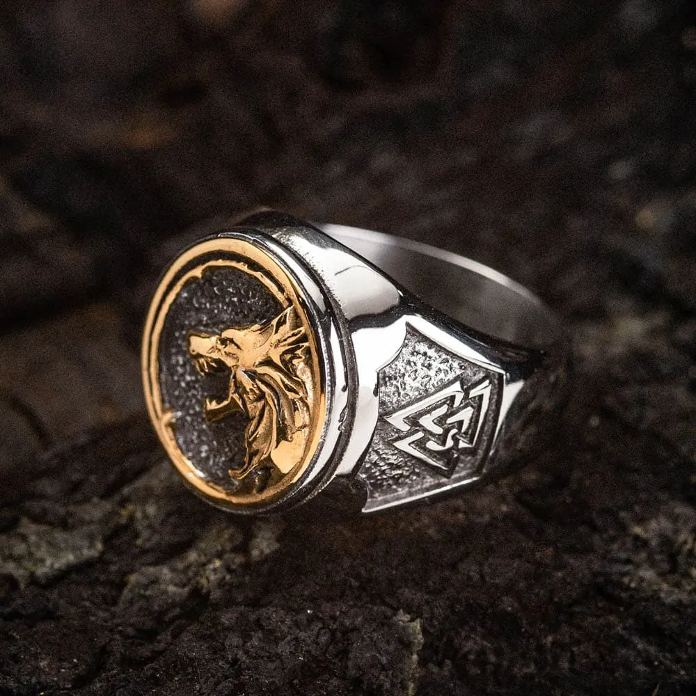 Dual Color Circular Stainless Steel Fenrir Ring