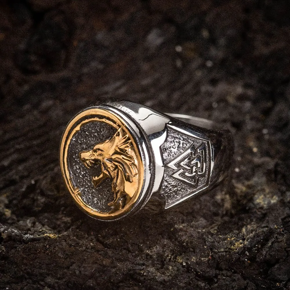 Dual Color Circular Stainless Steel Fenrir Ring