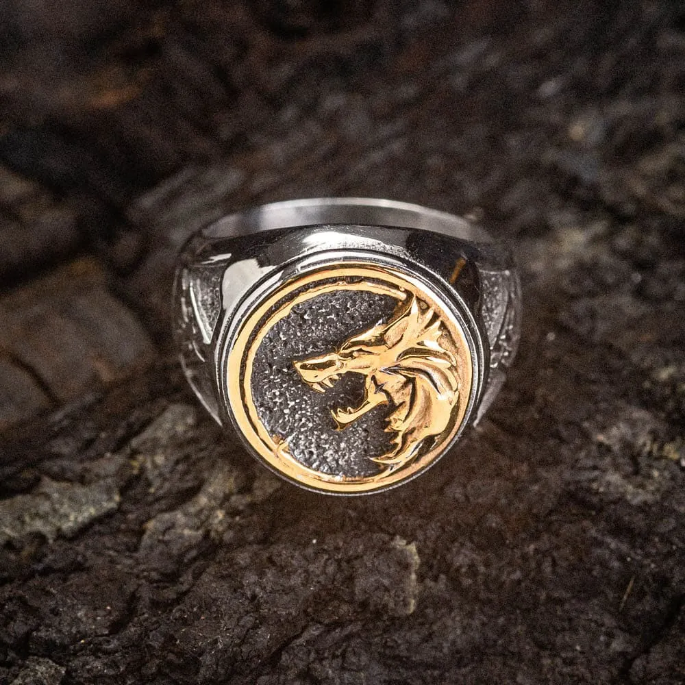 Dual Color Circular Stainless Steel Fenrir Ring