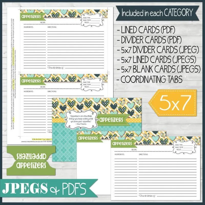 EDITABLE Recipe Card Collection NAVY {5x7} PRINTABLE