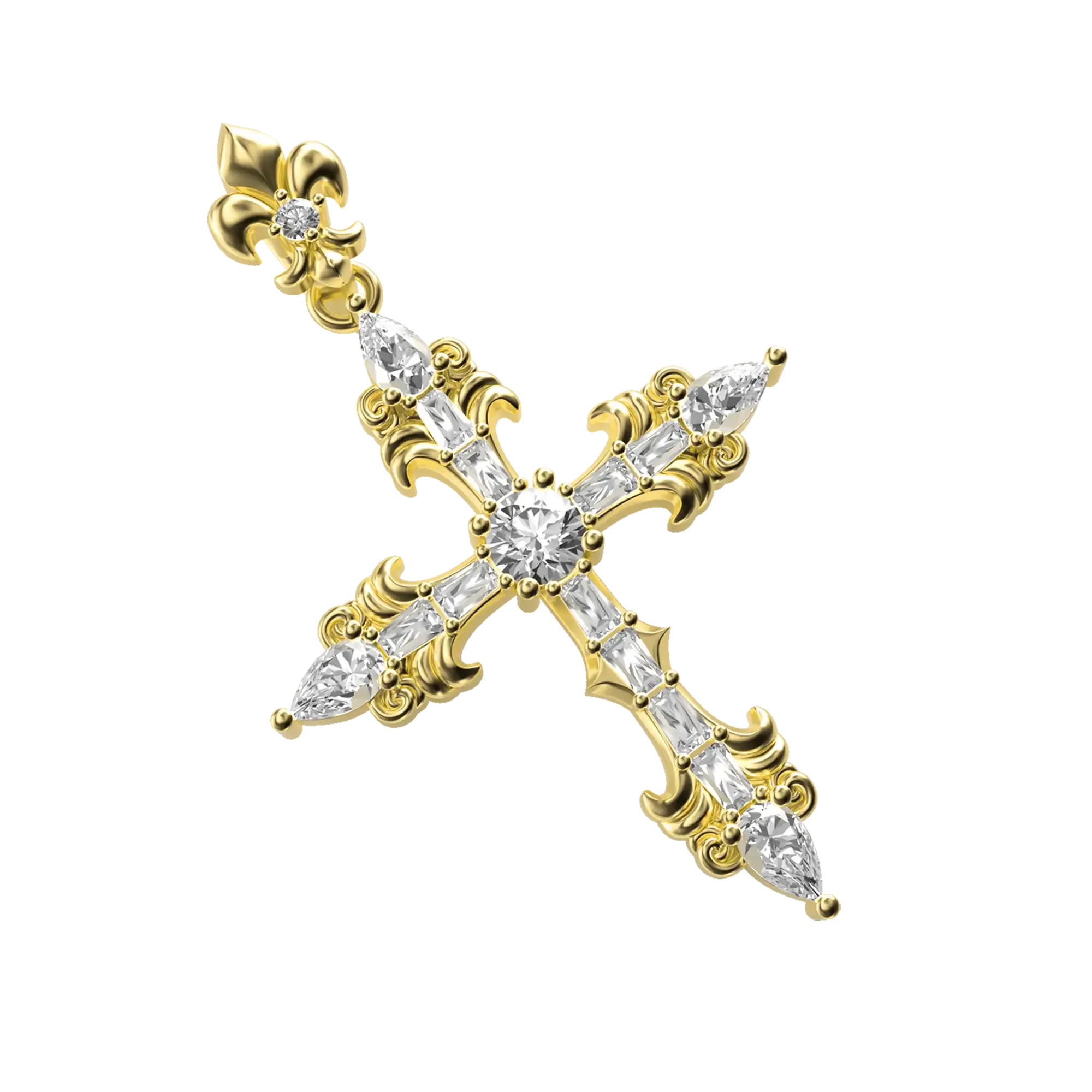 Fleur De Lis Cross Pendant