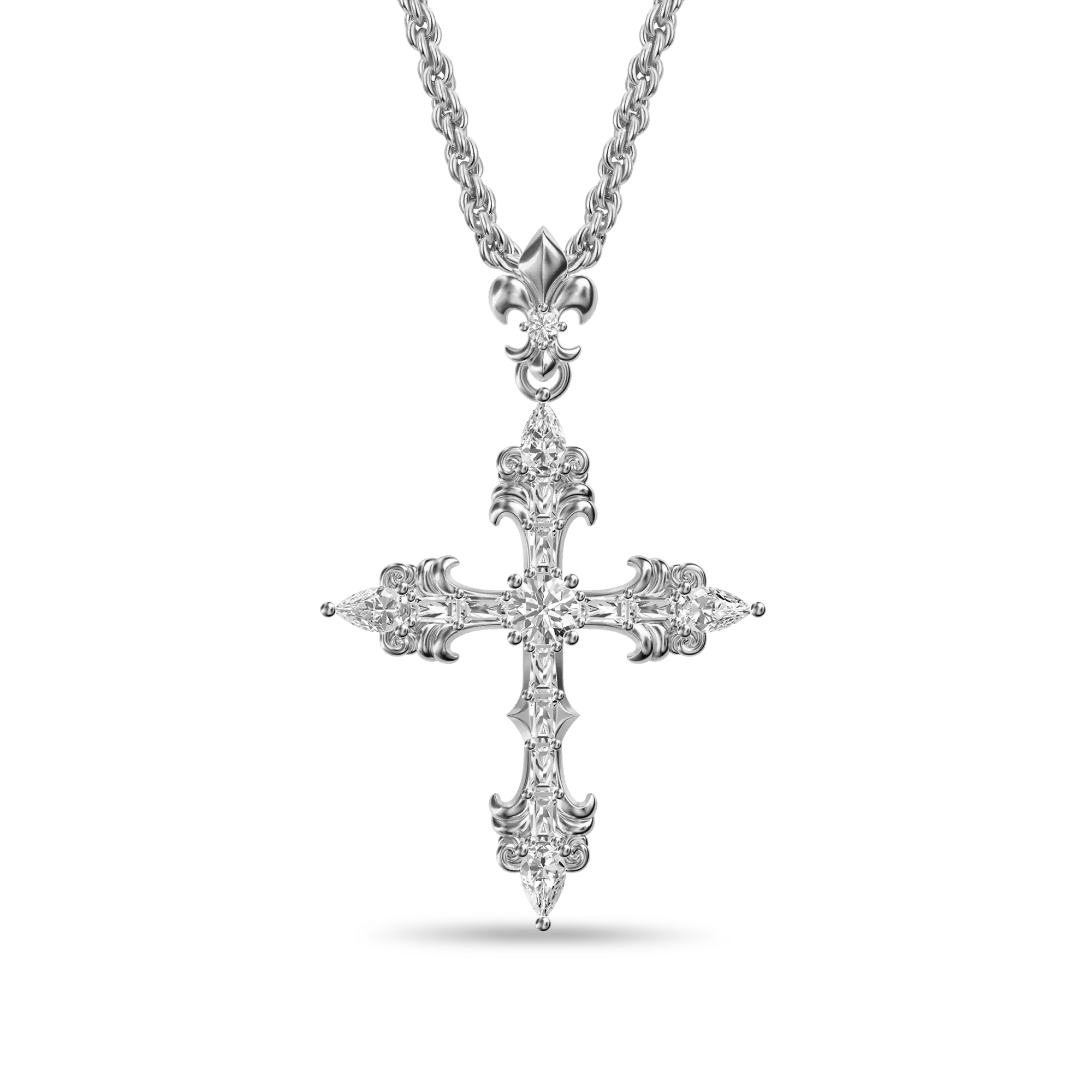 Fleur De Lis Cross Pendant