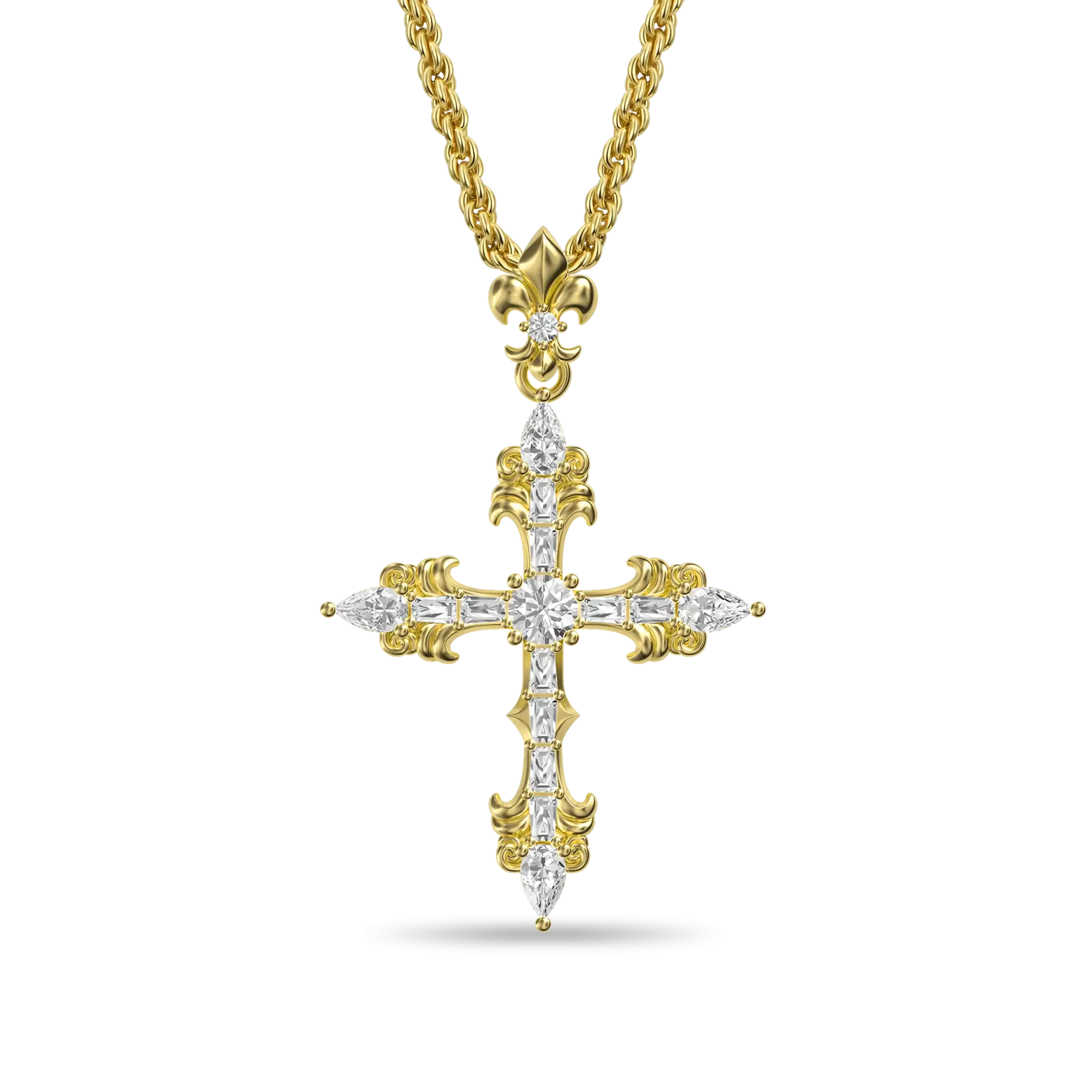 Fleur De Lis Cross Pendant