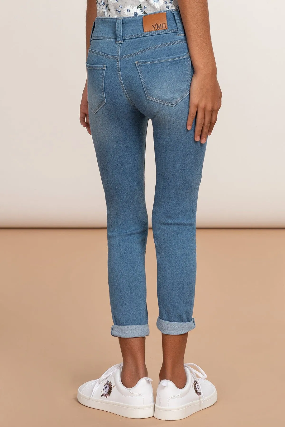 Girls Versatile Cuff Skinny Jeans