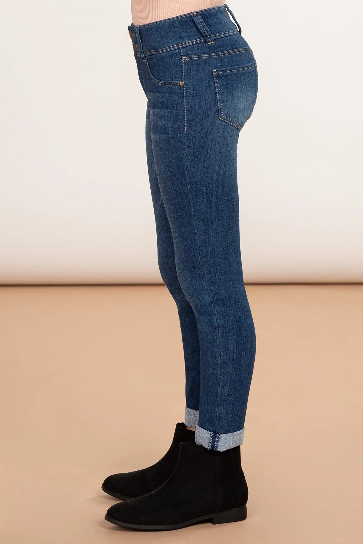 Girls Versatile Cuff Skinny Jeans