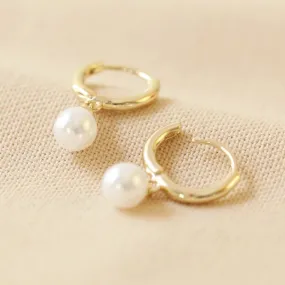 Gold and Pearl Huggie Earrings