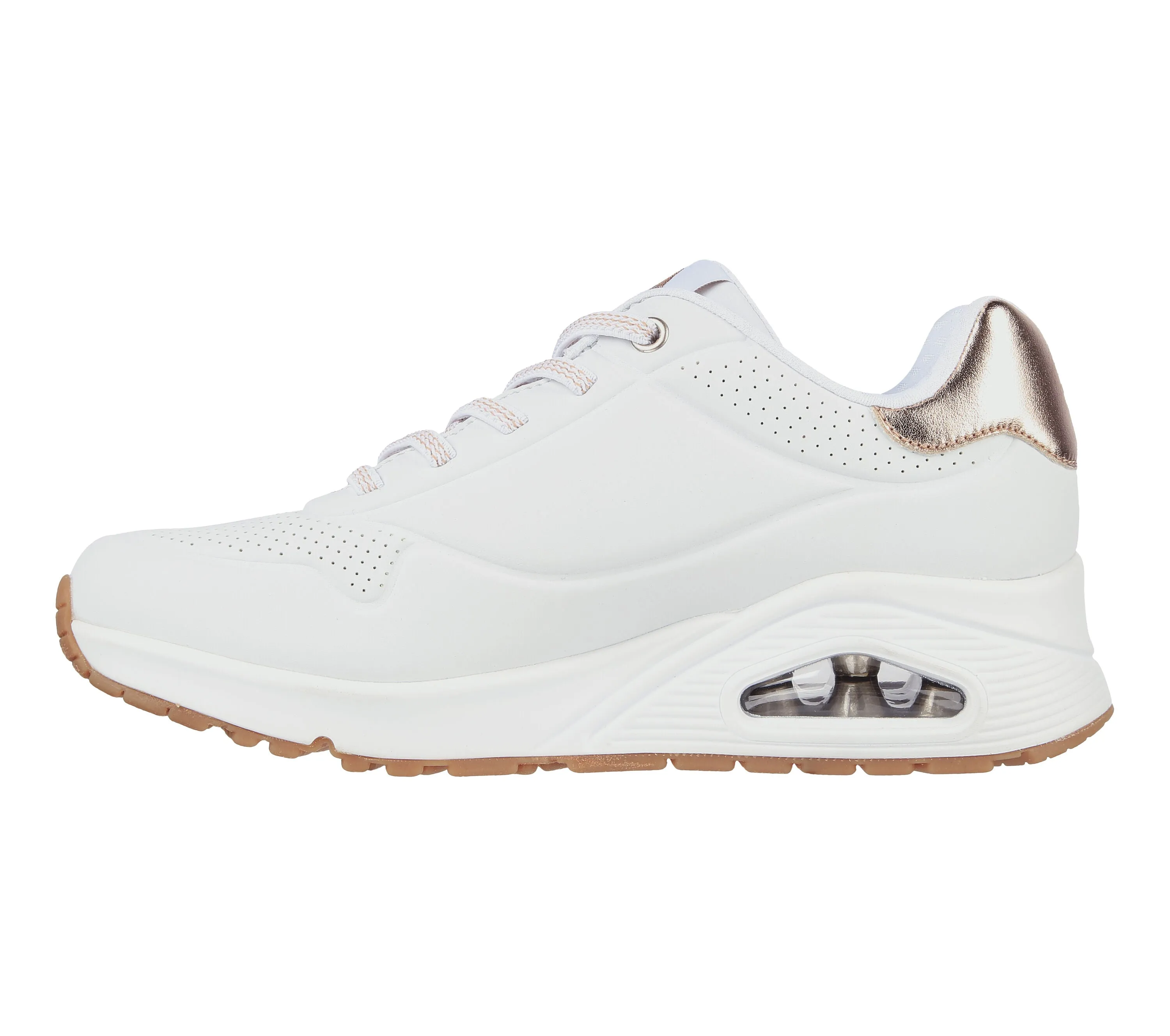 Ladies Skecher Trainers White  Uno 2 Shimmer Away 155196 WHT