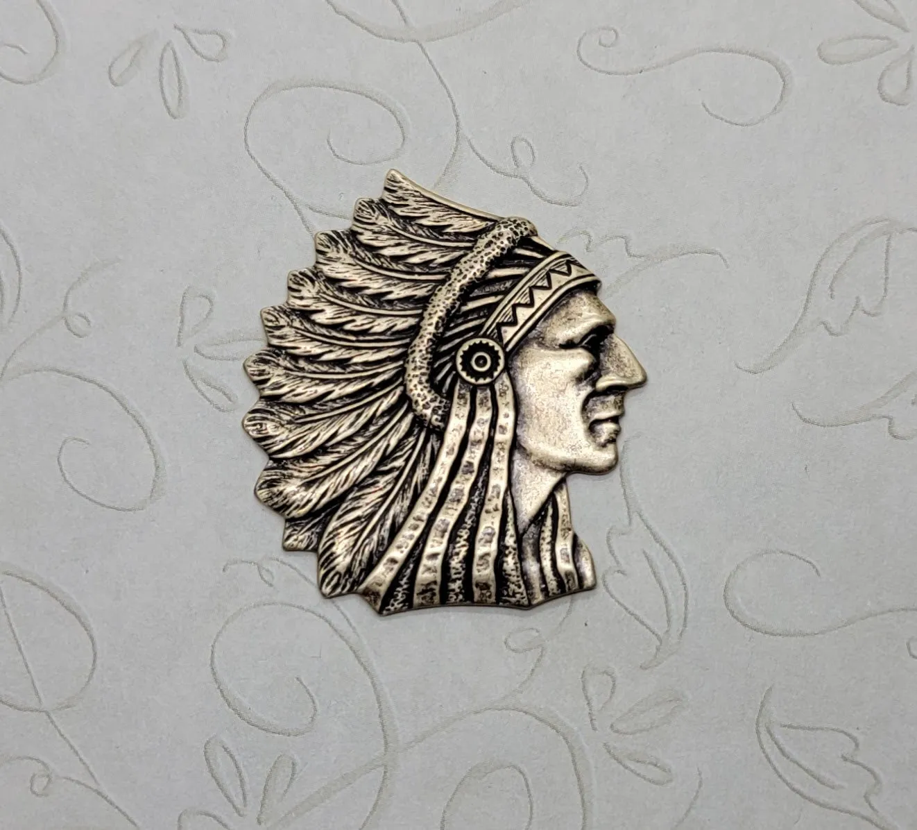 Large Brass Indian Chief Stamping - 02082GB