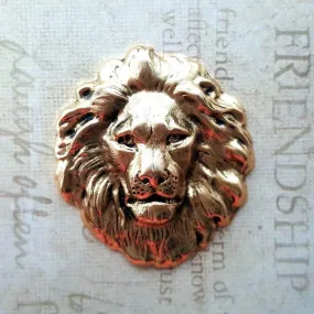 Large Brass Lion Head Stamping x 1 - 7856SG.