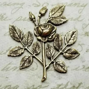 Large Brass Rose Spray Stamping x 1 - 53035A.