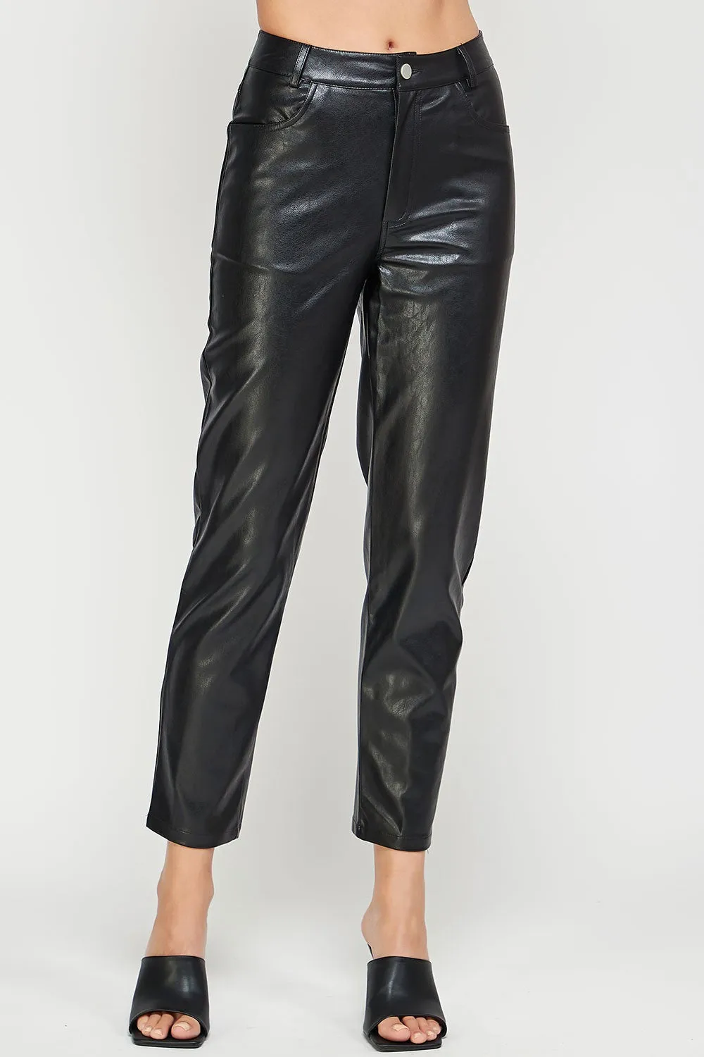 Leather Ankle Pant - Black