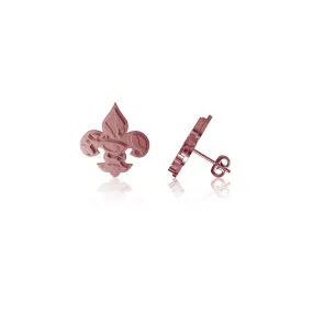 Louisiana State University Fleur de Lis Post Earrings - Rose Gold Plated